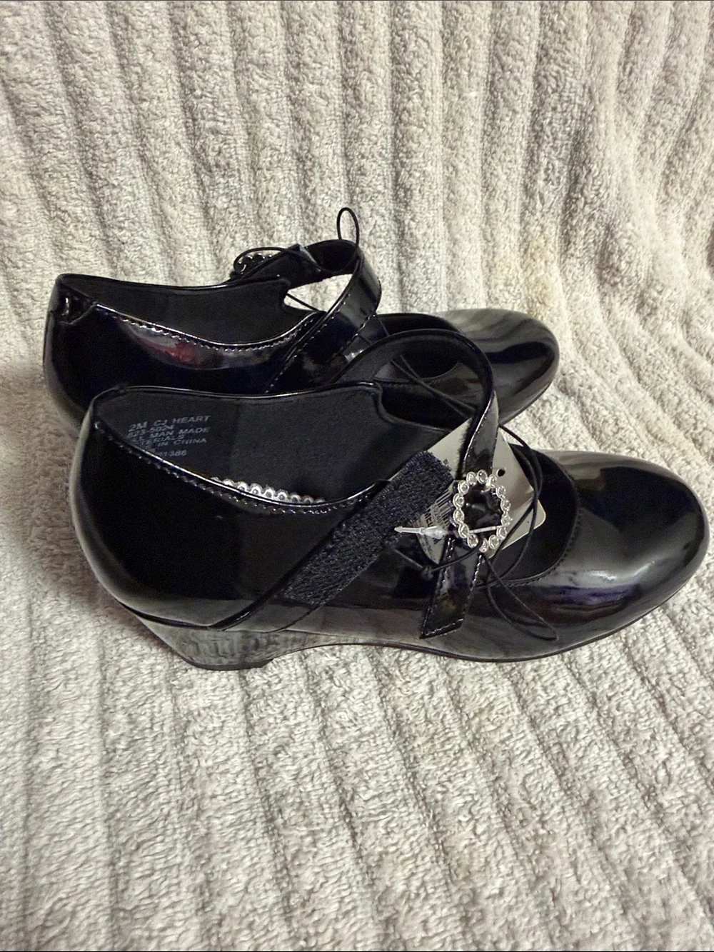 Christie & Jill Girls' Black Patent Mary Jane Shoes with Ankle Strap